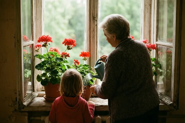 Samen zorgen voor oma's bloemen