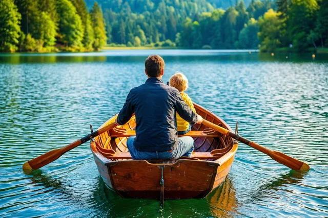 Samen roeien met papa