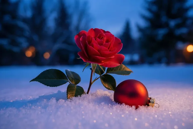 Een roos vol kerstlicht