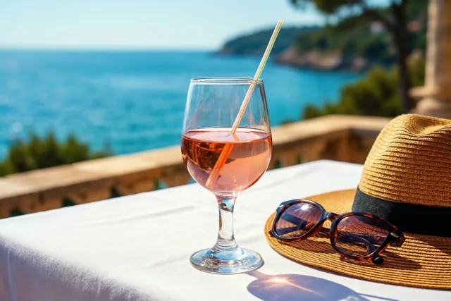 Rosé met zicht op zee