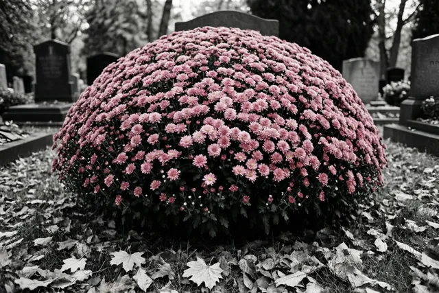 Roze chrysanten tegen het gemis