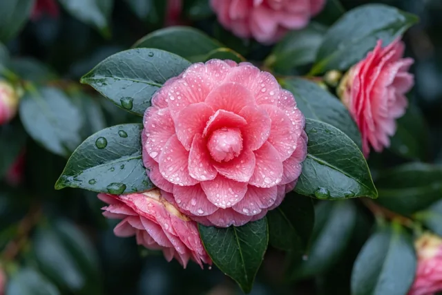 Een camelia na de lentebui