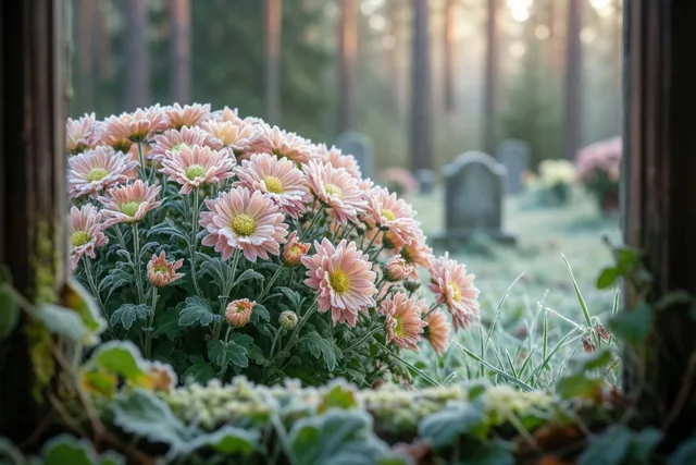 Roze bloemen bij het gemis