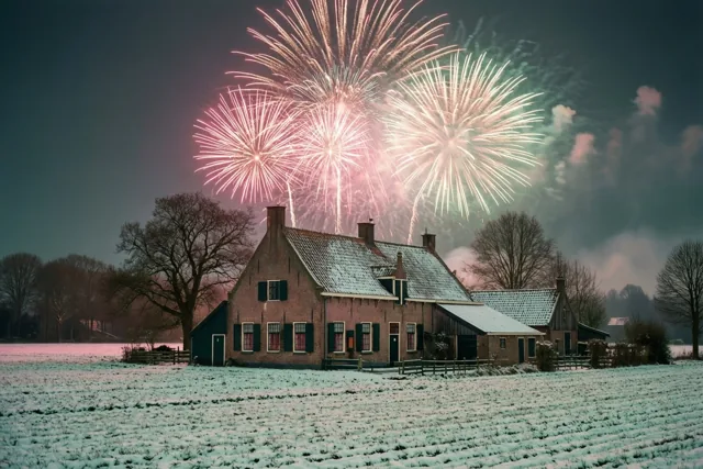 Nieuwjaarsnacht boven het winterveld