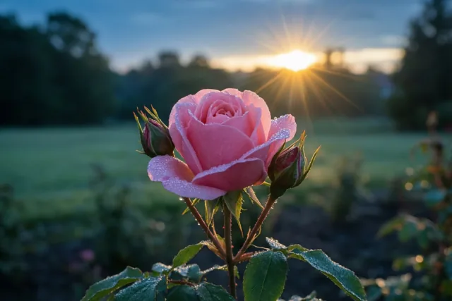Goedemorgen met een roze roos