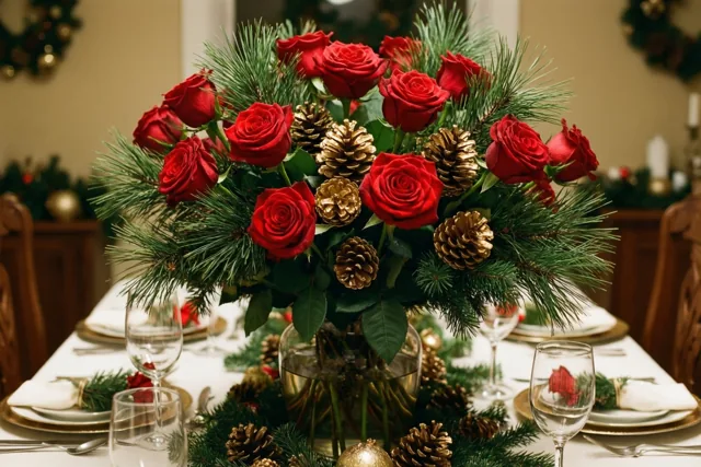 Een rozenboeket voor het kerstfeest