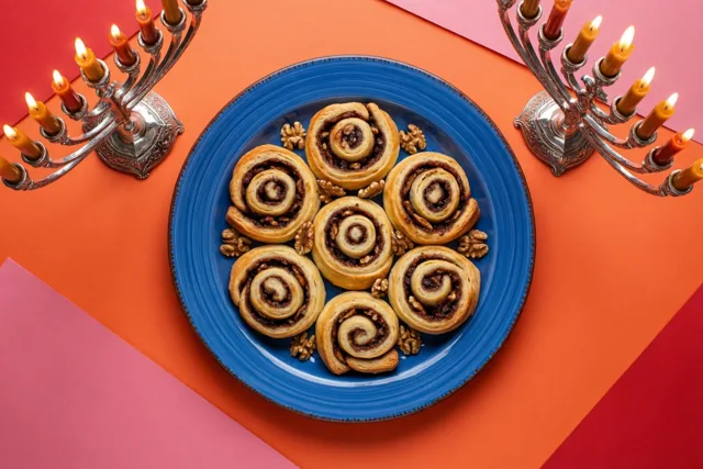 Kleurrijke Chanoeka met rugelach