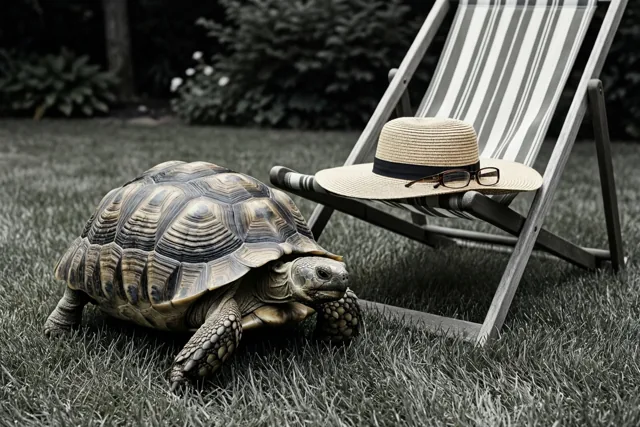 Deze schildpad kent geen werkdruk