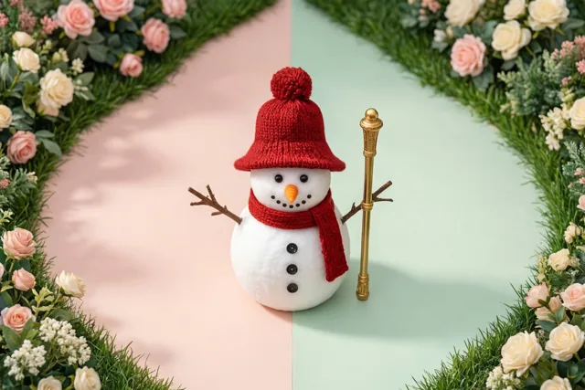 Sinterklaas van sneeuw en bloemen