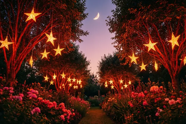 Een pad vol feestlichtjes