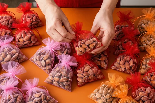 Kleurrijke suikerbonen voor het doopfeest