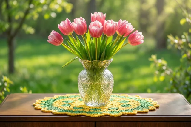 Lente in glas van vroeger
