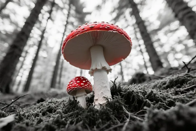 Twee hoedjes in het bos