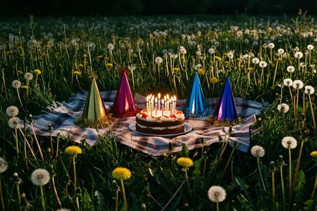 Verjaardag tussen de paardenbloemen