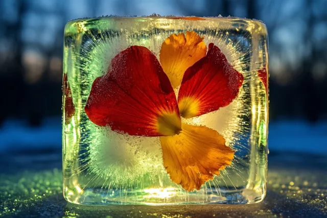 Een warme gloed in bloemenijs