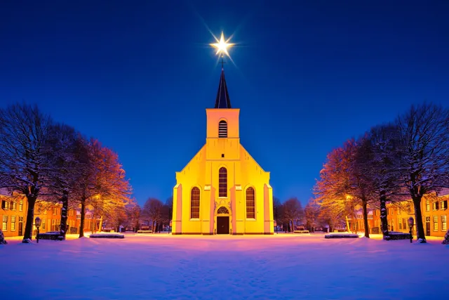 Licht op het kerkplein