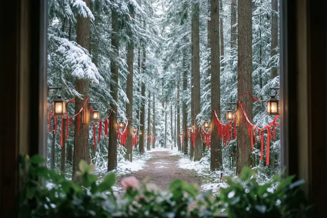 Kerst in zicht tussen sparren