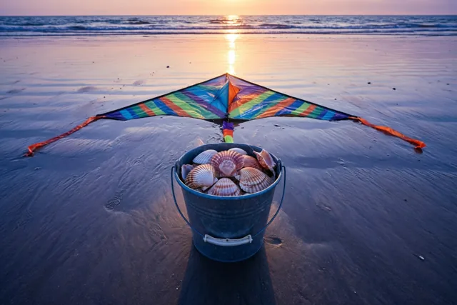 Strandschatten in de avondzon