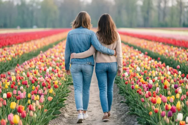 Tulpen langs ons pad