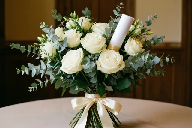 Witte rozen voor je diploma