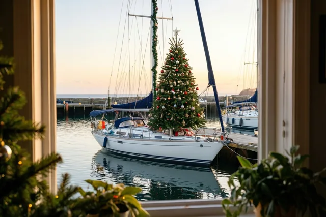 Kerstzicht op de haven