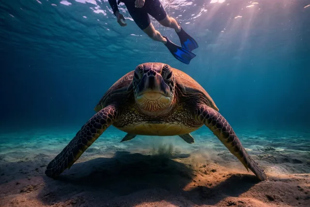 Op zomertocht met een zeeschildpad