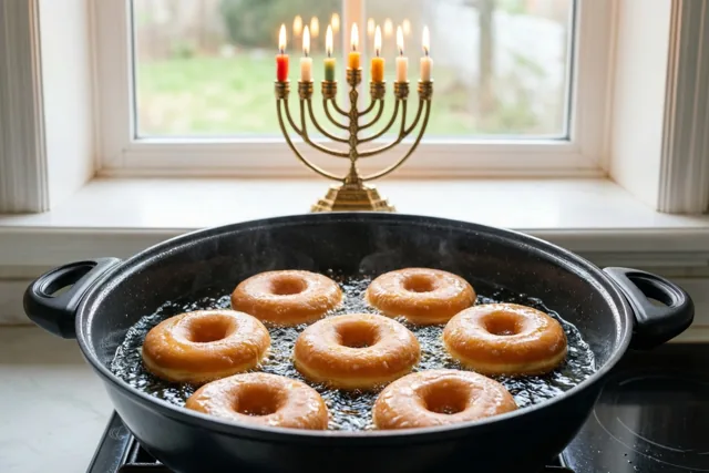 Donuts bakken voor Chanoeka