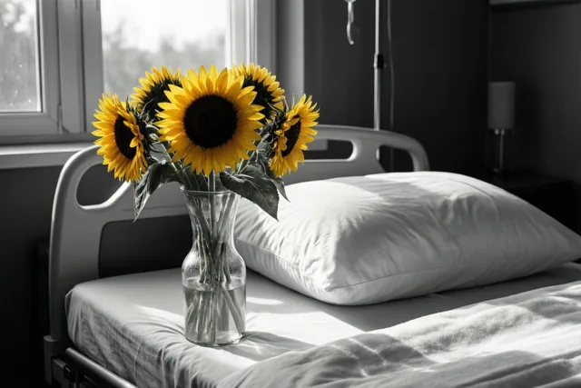 Zonnebloemen naast je kussen