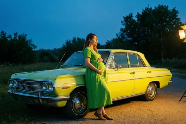 Groot geluk naast een oldtimer