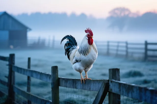 Een vroege groet van de haan
